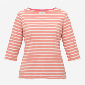 Top Pink Stripe Organic Cotton Long Sleeve Boat Ne