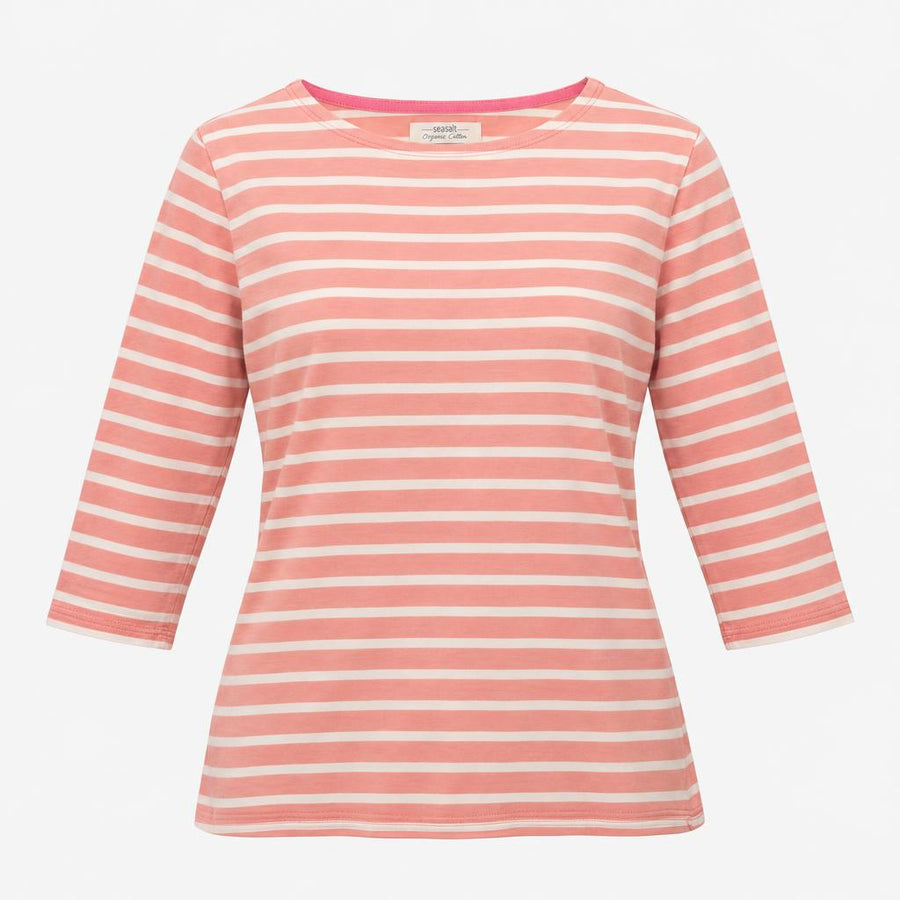 Top Pink Stripe Organic Cotton Long Sleeve Boat Ne