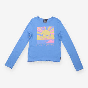 Blue Ribbed Sunset Long Sleeve