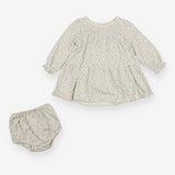 Quincy Mae Dress with Bloomers White Grey Floral 