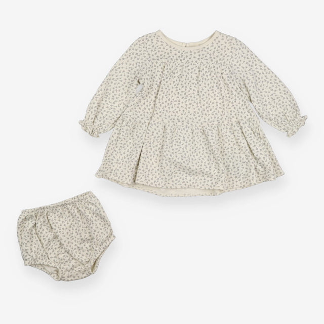 Quincy Mae Dress with Bloomers White Grey Floral 