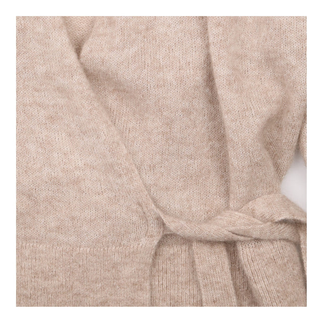 Cardigan Beige Taupe Wrap Front Tie Waist Long Sle