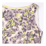 Dress Floral Sleeveless Fitted Pencil Grey Yellow