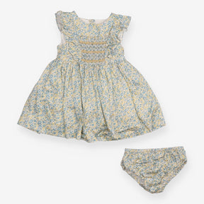 Dress blue and yellow floral with bloomers