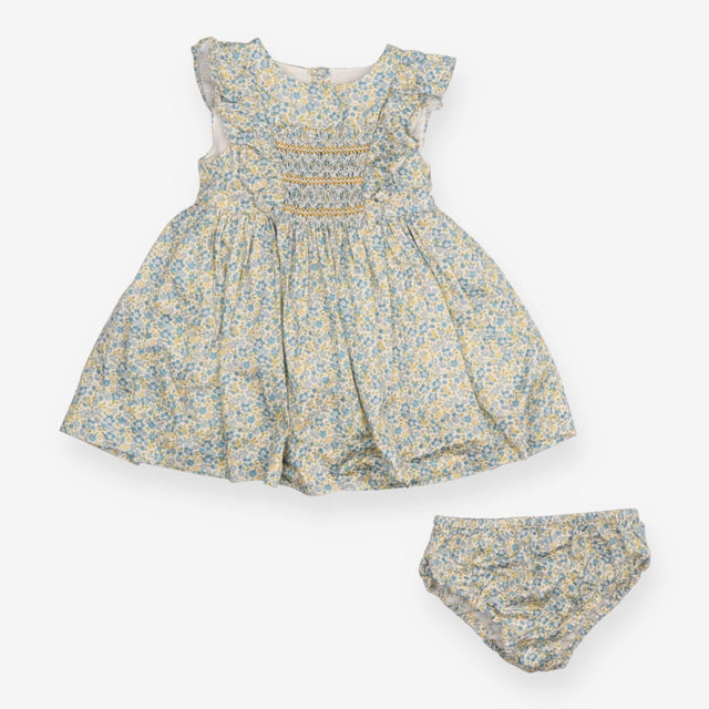 Dress blue and yellow floral with bloomers