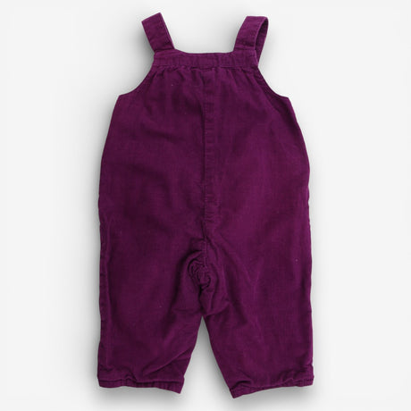 Purple cord dungarees with pocket
