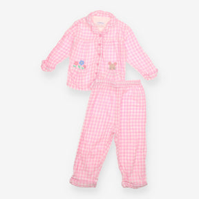 Pyjamas pink and white check mouse in pocket