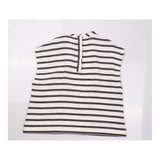 Top Cream Charcoal Striped High Neck Cap Sleeve Re