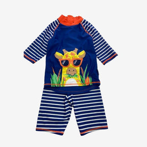Blue Giraffe Rash Vest and shorts