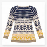 Jumper Linen Cotton Fairisle Pattern Navy Cream Mu