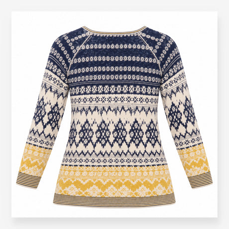 Jumper Linen Cotton Fairisle Pattern Navy Cream Mu