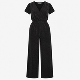 Wide Leg Jumpsuit in Black with Metallic Sparkle