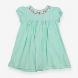 Green gingham dress with strawberry floral