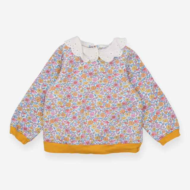 Floral Sweatshirt Collared with Yellow Cuffs