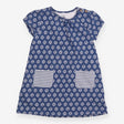Dress SS blue white design jersey stripe pocket