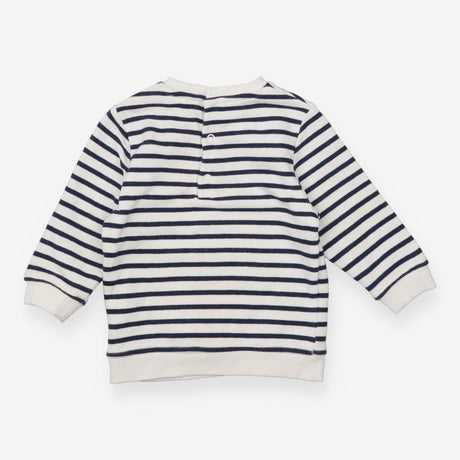 Blue and white striped sweater with fox