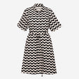Shirt Dress Short Sleeve Wave Print Black White