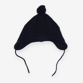 Knit Bobble Hat Navy