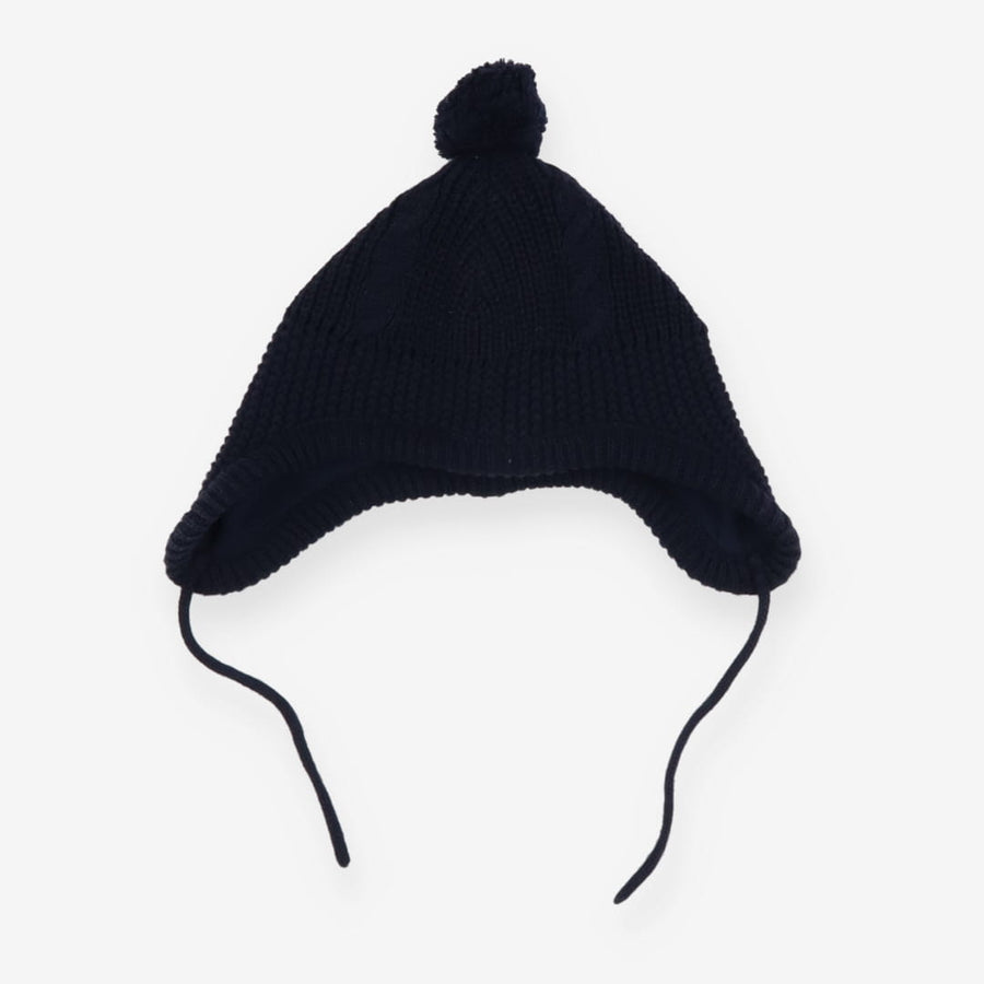 Knit Bobble Hat Navy