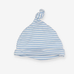 Blue stripe knotted baby hat