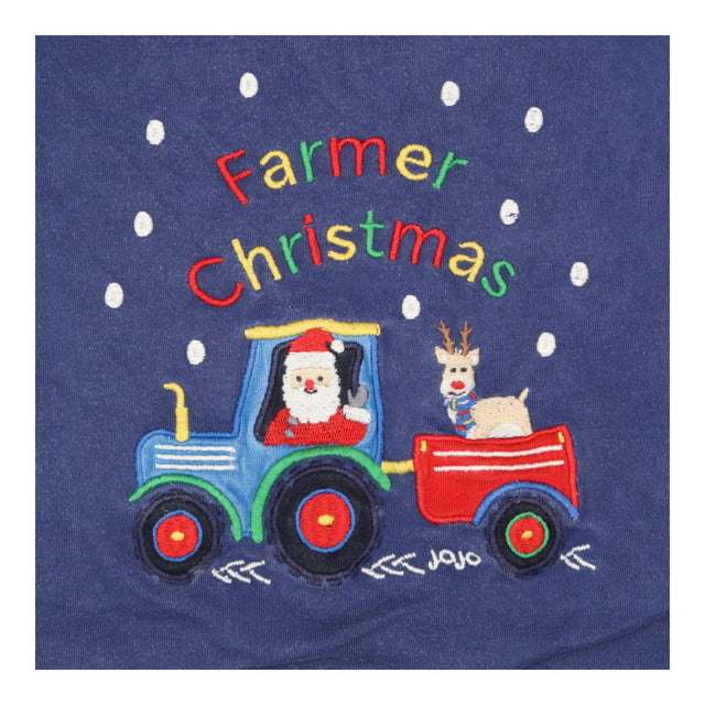 Tee LS blue Farmer Christmas