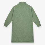 Knitted Dress Sage Green Half Zip Long Sleeve Midi