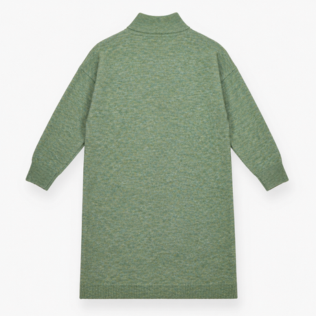 Knitted Dress Sage Green Half Zip Long Sleeve Midi