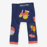 Leggings knit navy tractor owl sheep bee