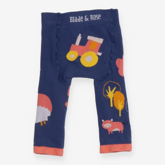 Leggings knit navy tractor owl sheep bee