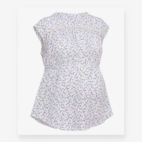 Blue Ditsy Floral Sleeveless Maternity Blouse