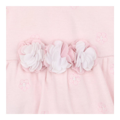 Sleepsuit pink embroidered flowers 3 flowers