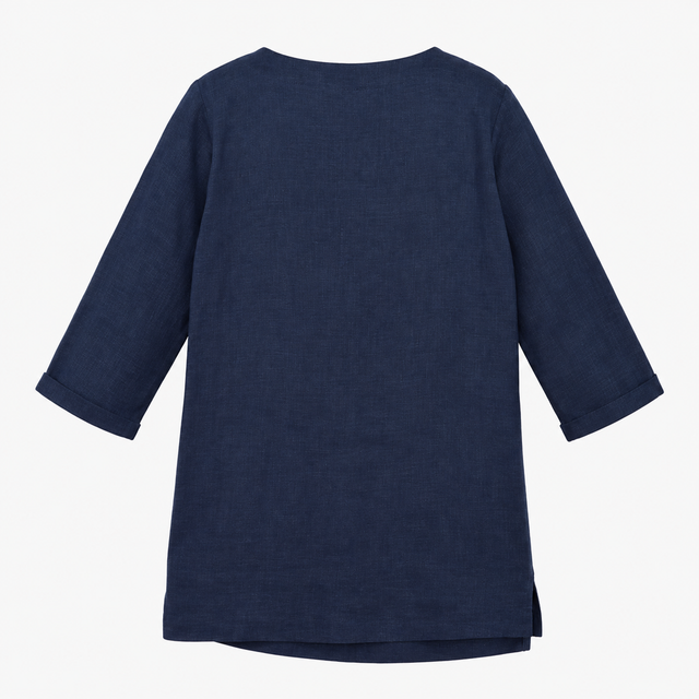 Dress Navy Blue Tunic Style 3/4 Sleeve Pockets
