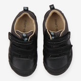 Black leather boys rip-tape first school shoes
