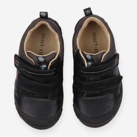 Black leather boys rip-tape first school shoes