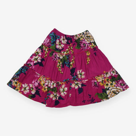 Fushia cord floral tiered skirt