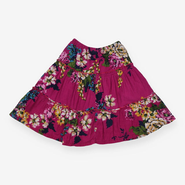 Fushia cord floral tiered skirt