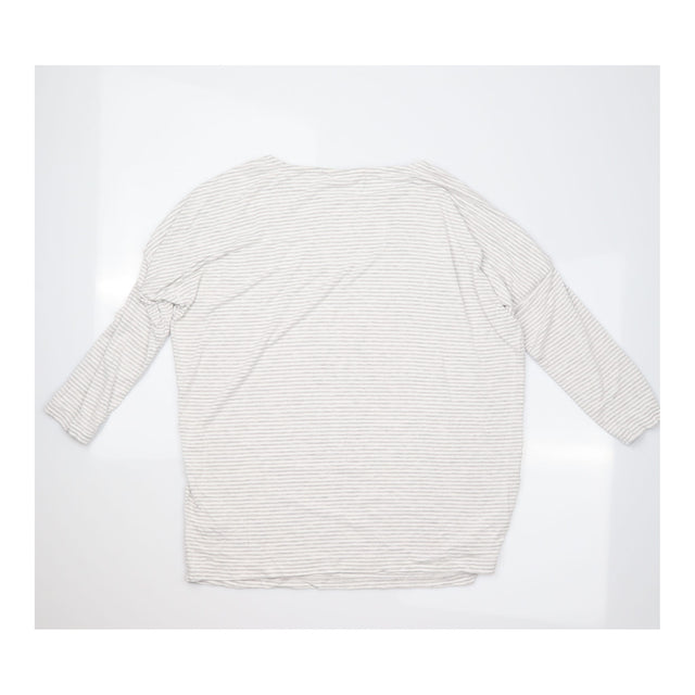 Top Grey White Stripe Viscose Elastane Boat Neck M
