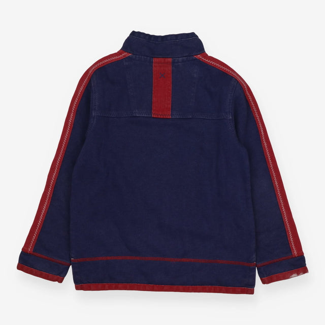 Wash Out Sweater Navy and Red Half Zip Sweater 