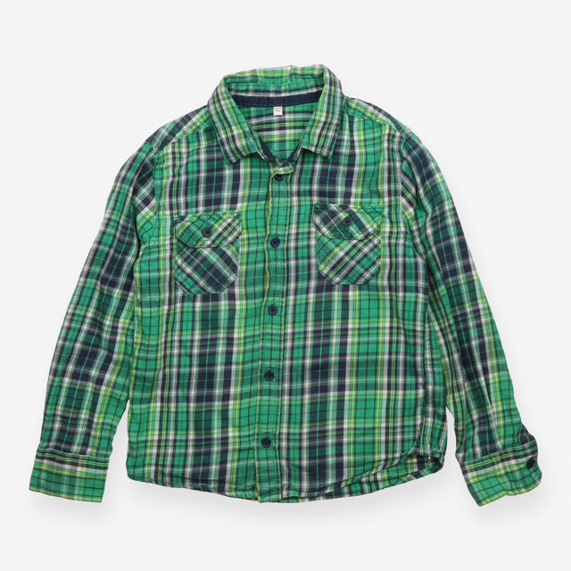 Shirt green check LS