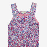 Dungarees cord white ditsy floral pink lining