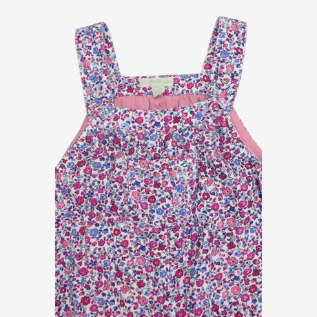 Dungarees cord white ditsy floral pink lining