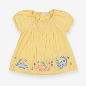 Smock top SS yellow  dinos
