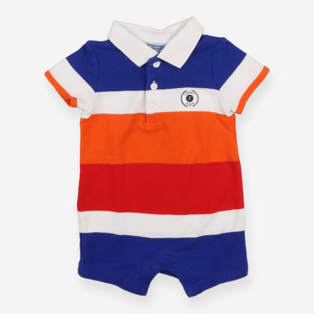 Striped romper with collar