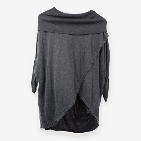Grey Cowl Neck Crossover Short Sleeve Knit Materni