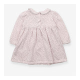 Dress LS pink small stars silver edging