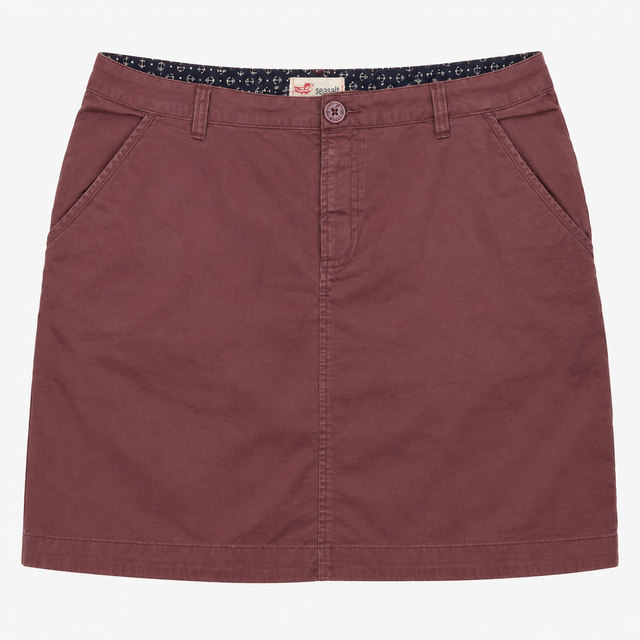 Skirt Dusky Purple Cotton Casual Pockets Knee Abov