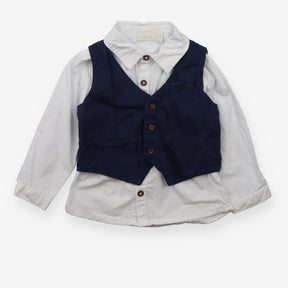 Outfit shirt white navy waist coat