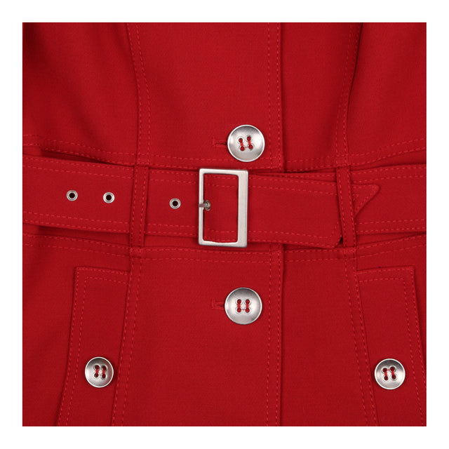 Dark Red Belted Tailored Trench Coat