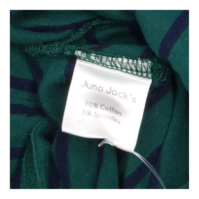 Forest Green Navy Striped Cotton Stretch Long Slee