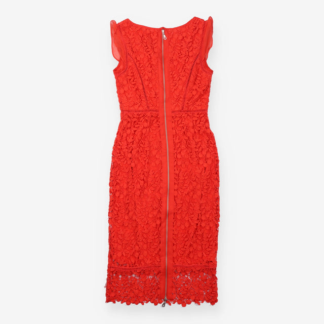 Red Guipure Floral Lace Ladder Trim Fi